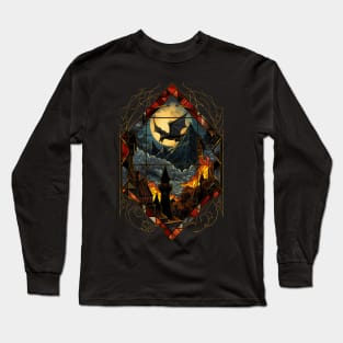 A Dragon Strikes at Moonlight - Fantasy Long Sleeve T-Shirt